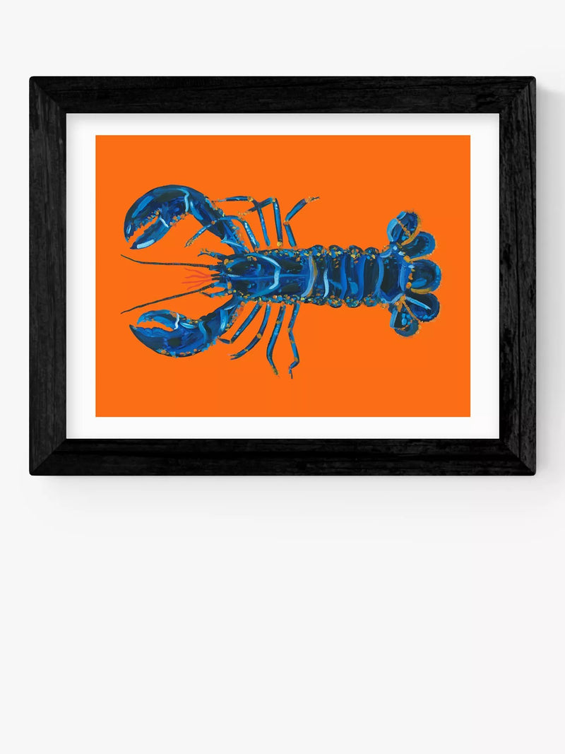 East End Prints Lobster on Orange Framed Print 25x30cm - British product