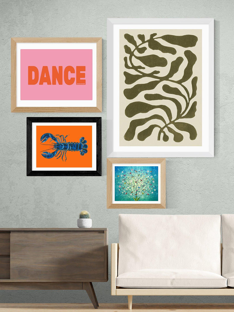 East End Prints Lobster on Orange Framed Print 25x30cm - British product