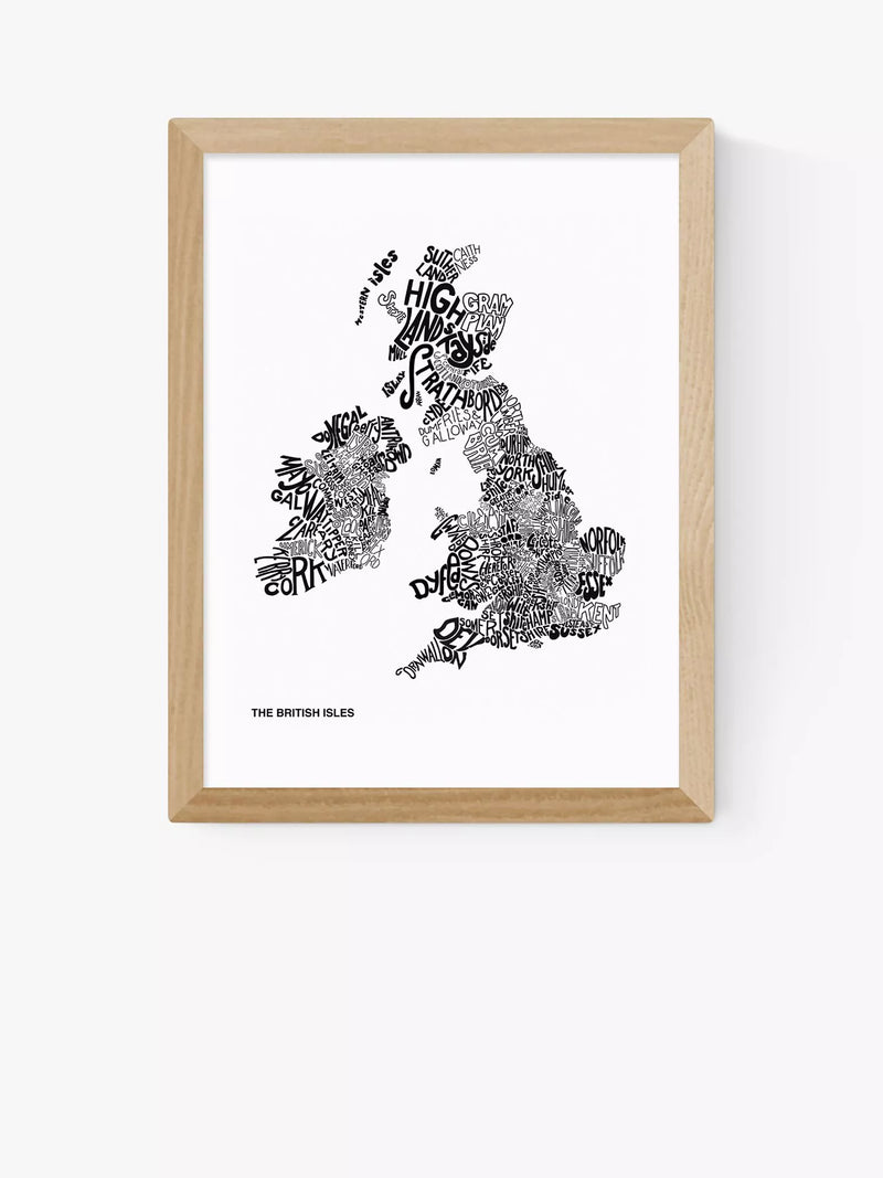 EAST END PRINTS Philip Sheffield 'The British Isles' Framed Print, Oak Frame, 33.4 x 28.4cm