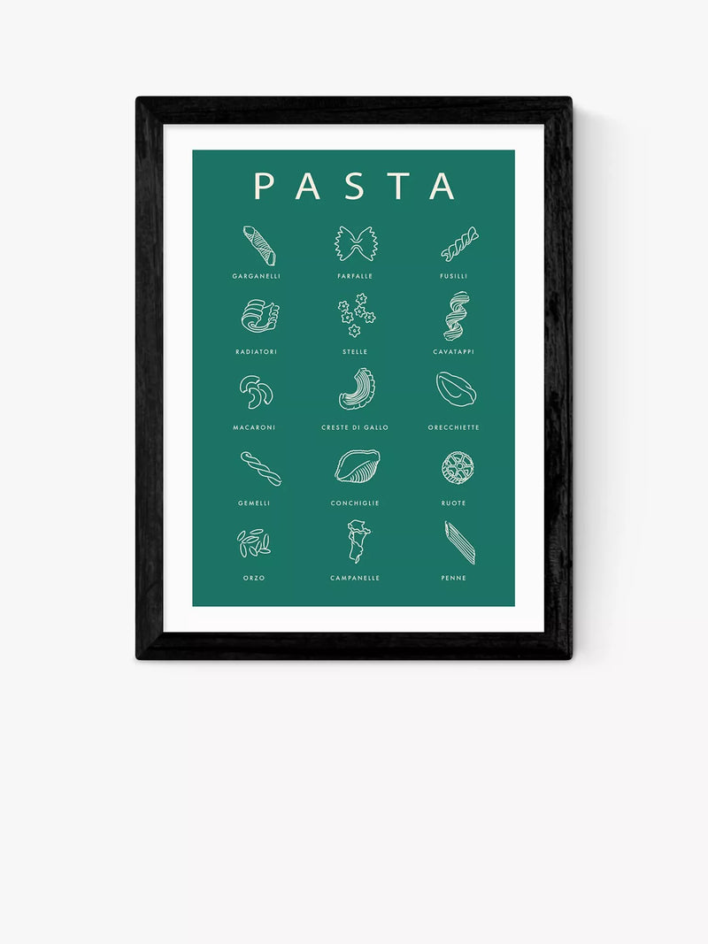 East End Prints framed print Pasta Guide 25x30cm, imported from the UK