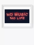 EAST END PRINTS Limbo and Ginger 'No Music No Life' Framed Typographic Print 25x30cm