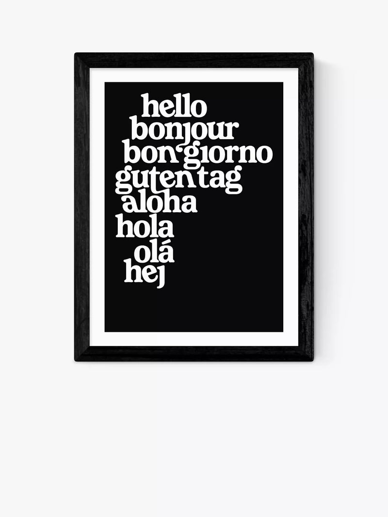 East End Prints framed print Hello World typographic 25x30cm (British brand)