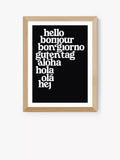 EAST END PRINTS Limbo and Ginger 'Hello World' Typography Framed Print 25x30cm