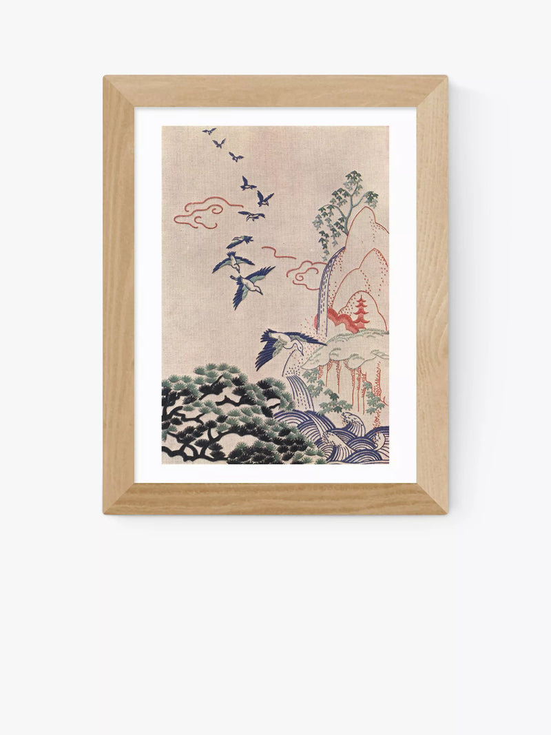 East End Prints framed print Hiroshige stitch craft landscape 25x30cm, UK version