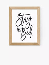 John Lewis EAST END PRINTS Honeymoon Hotel 'Stay In Bed' Typographic Framed Print 25x30cm- Buy online at McGrocer