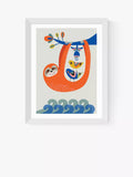 EAST END PRINTS Rachel Lee Sloth Framed Print, 60x80cm