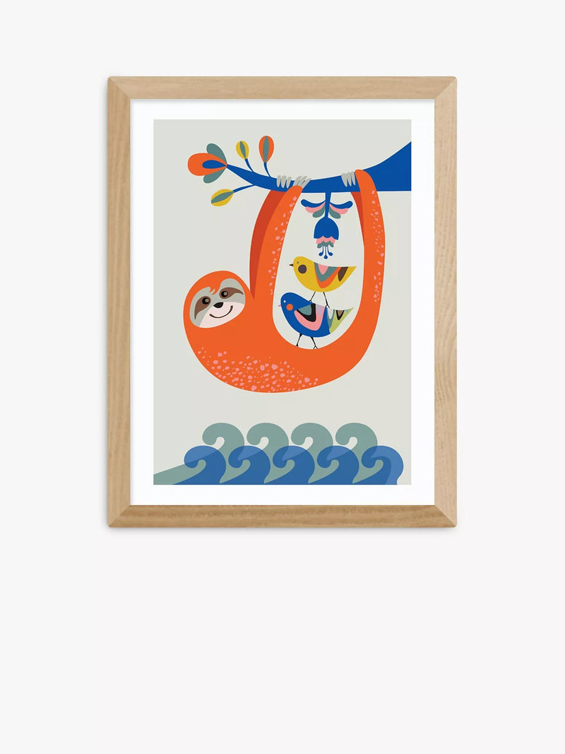 EAST END PRINTS Rachel Lee Sloth Framed Print, 60x80cm