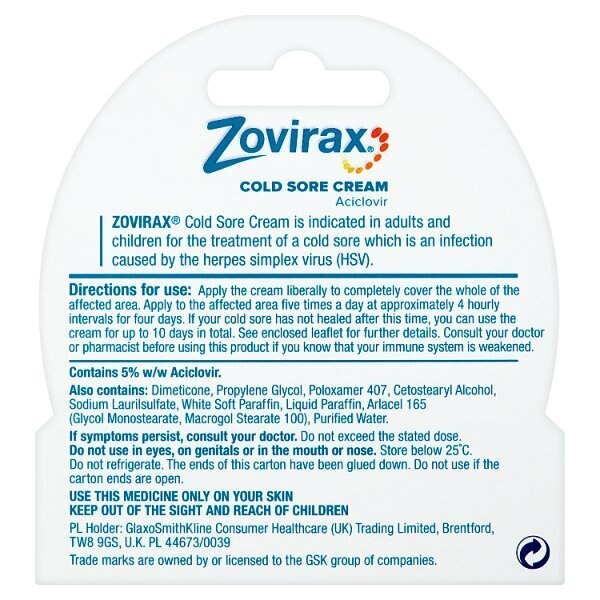 Zovirax Cold Sore Cream Aciclovir Pump 2g GOODS Superdrug