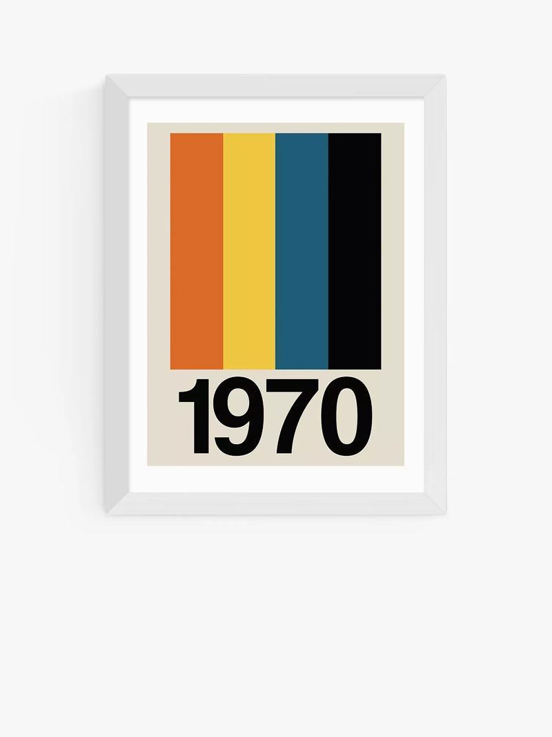East End Prints Frances Collett Retro Stripe 1970 Framed Print 25x30cm