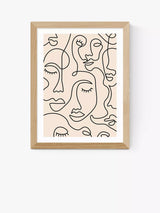 John Lewis EAST END PRINTS Sundry Society 'Single Line Faces' Framed Art Print 25x30cm- Buy online at McGrocer