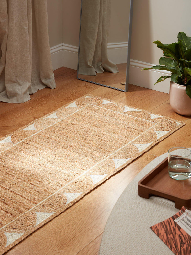 John Lewis hand loomed scalloped jute rug 240x70cm - British product