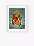 EAST END PRINTS Dieter Braun 'Swimming Tiger' Framed Print 30x40cm