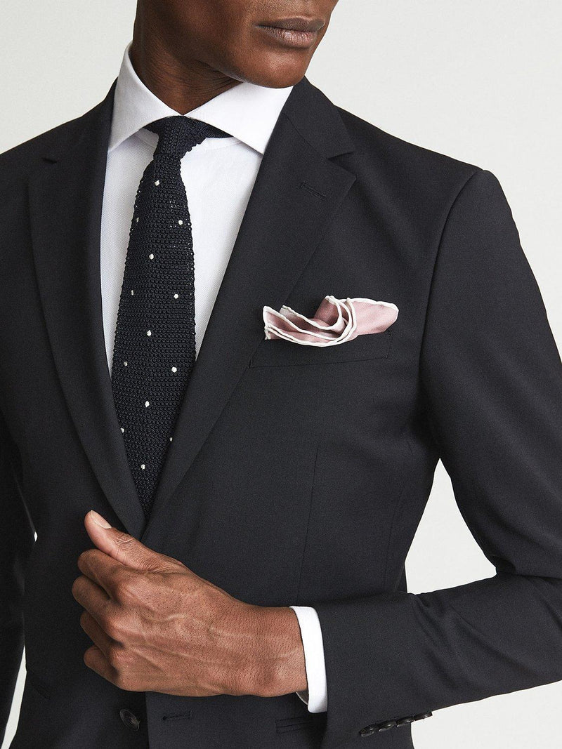 Reiss Ceremony silk pocket square, imported from the UK