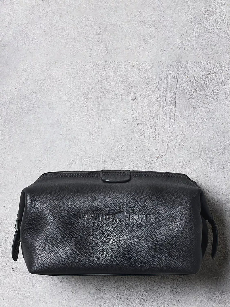 Raging Bull logo leather wash bag (British brand)