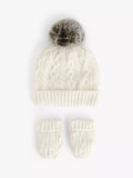 John Lewis Baby Cable Knit Bobble Hat & Mittens Set - McGrocer