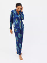John Lewis Long Sleeve Satin Pyjama Set with Peacock Feather Print- Buy online at McGrocer