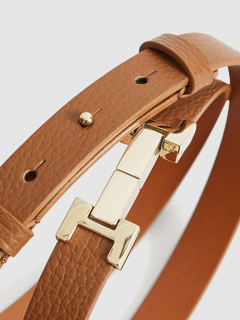 Reiss Hayley skinny leather belt 2cm width, UK version