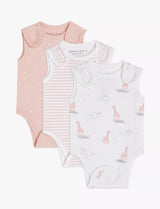 John Lewis Premature Baby GOTS Organic Cotton Giraffe Star Stripe Bodysuit, Pack of 3