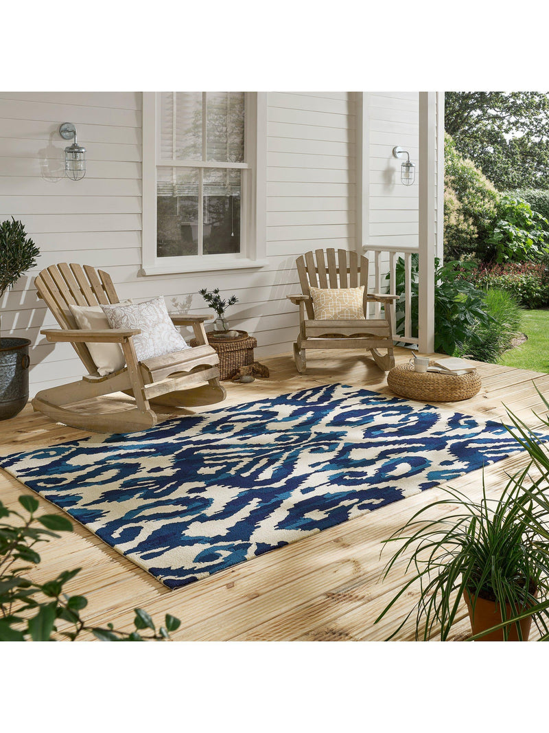 Sanderson Kasuri blue indoor outdoor rug - British product