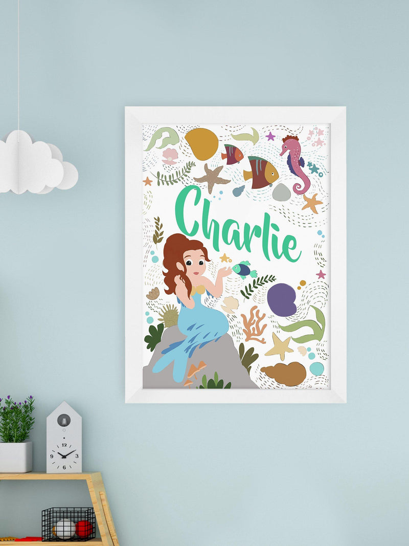 Treat Republic personalised mermaid framed print - British product