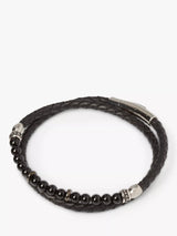 John Lewis Simon Carter Men's Hayle Leather Onyx Bead Bracelet in Black- Buy online at McGrocer
