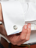 Simon Carter kaleidoscope mother of pearl cufflinks white grey (British brand)