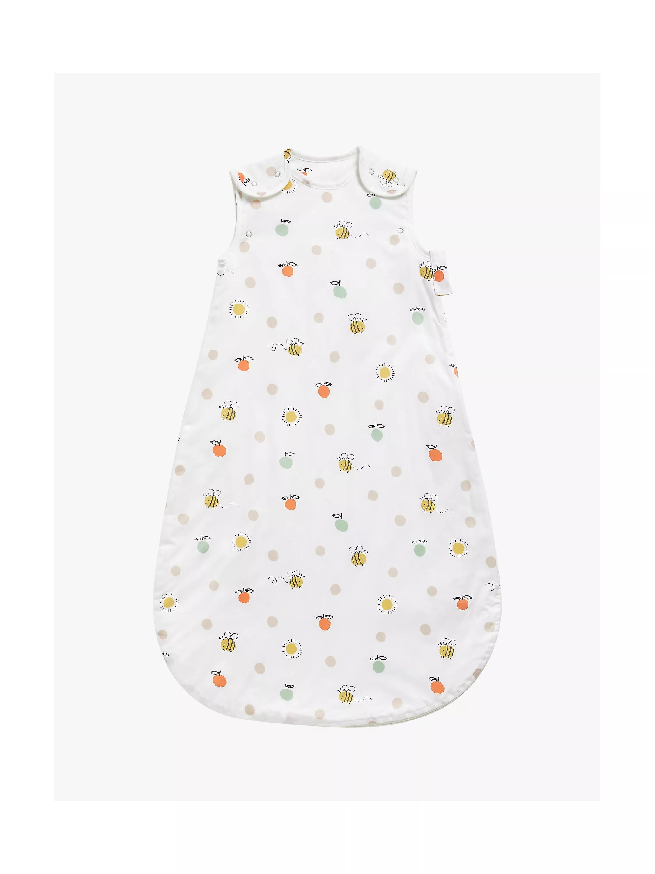 John Lewis Oh My Darling Bee Sun Print Sleeping Bag, 1 Tog, White/Multi - McGrocer