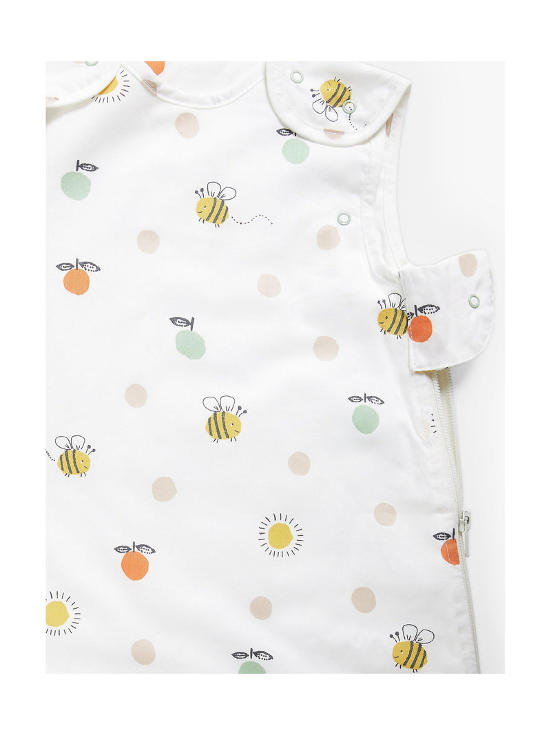 John Lewis bee and sun print baby sleeping bag 1 tog white multi, UK version