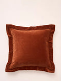 Truly Flanged Square Velvet Cushion - Orange