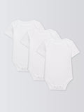 John Lewis Baby Pima Cotton Short Sleeve Bodysuit, Pack of 3, White - McGrocer