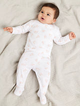 John Lewis Mini Cuddles Baby Floral Applique Sleepsuits, Hat & Gloves Set, White/Pink- Buy online at McGrocer