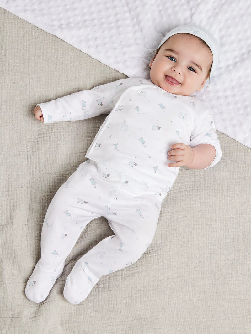 Mini Cuddles Sleepsuits Hat Gloves Set White, imported from the UK