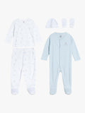 Mini Cuddles Sleepsuits Hat Gloves Set White, imported from the UK