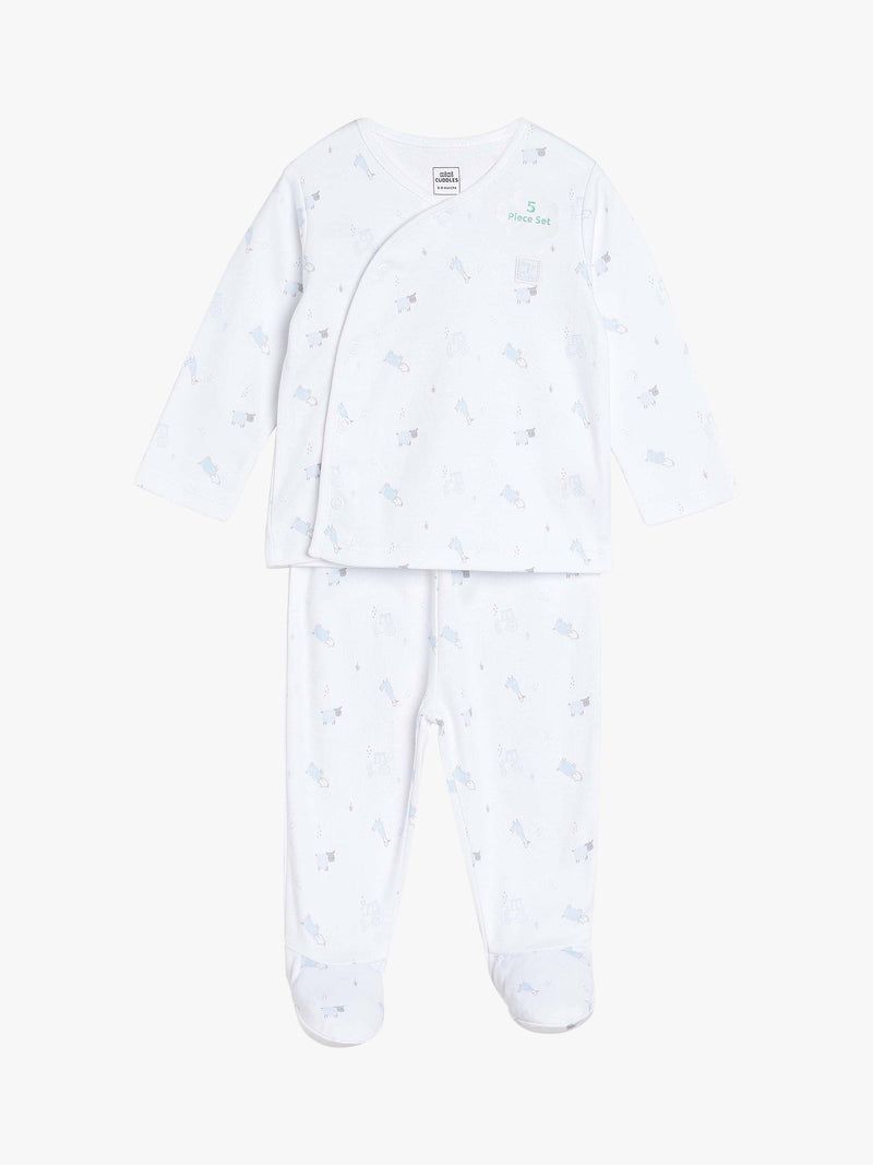 Mini Cuddles Sleepsuits Hat Gloves Set White, imported from the UK
