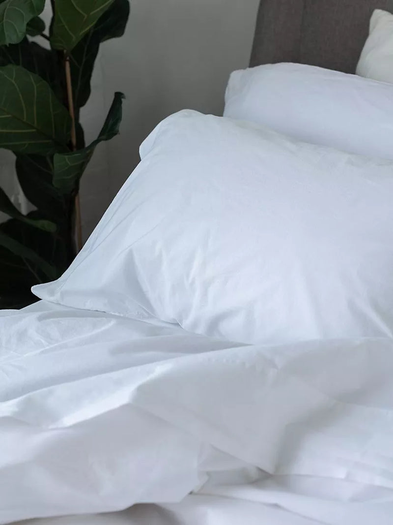 Piglet in Bed Washed Cotton Percale Bedding - White Double duvet cover