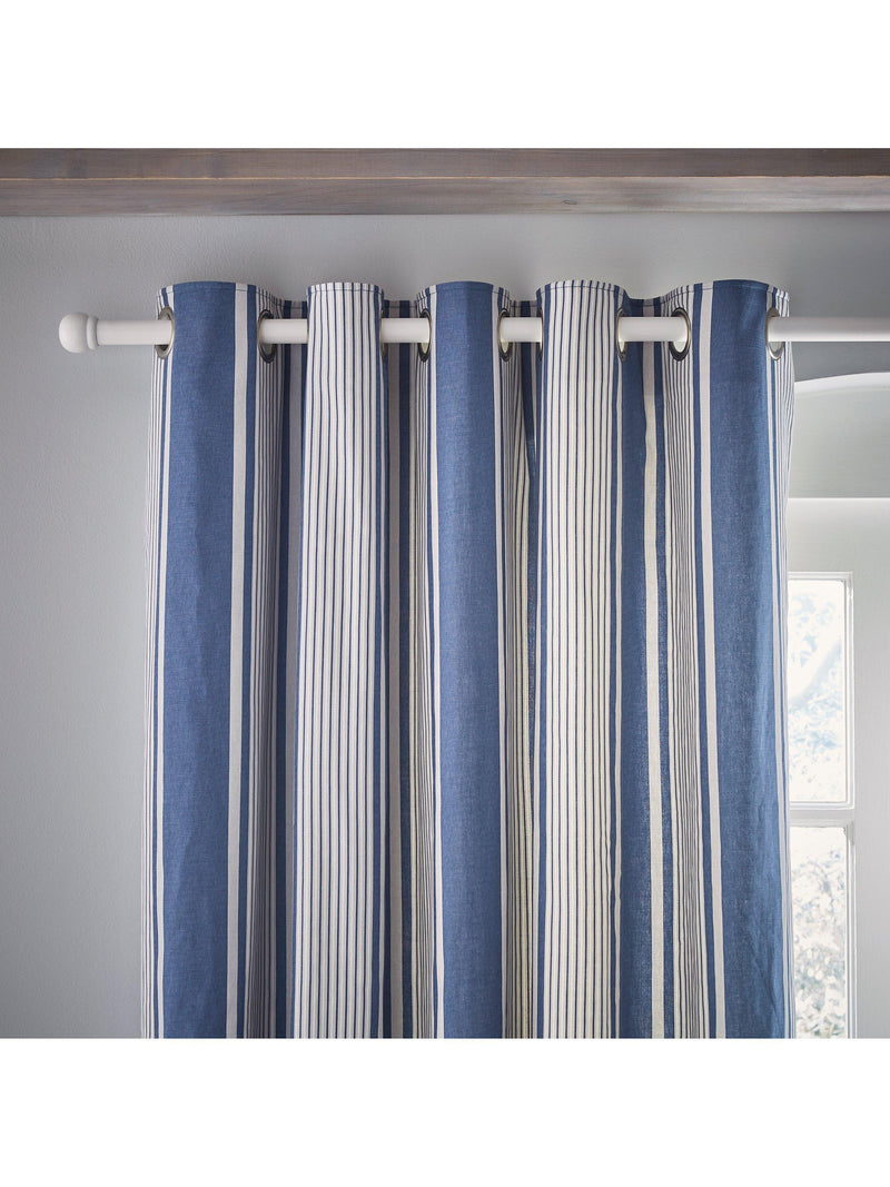 Laura Ashley Tiverton denim stripe eyelet curtains 223x229cm - British product
