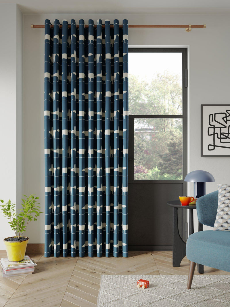 Scion Mr Fox navy eyelet curtains 117cm (British brand)