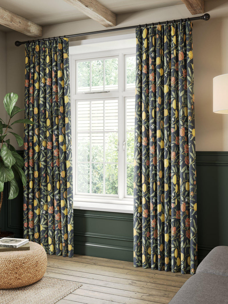 Morris & Co. Fruit curtains ink blue 137x117cm - British product