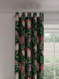 Sanderson King Protea teal eyelet curtains pair (British brand)