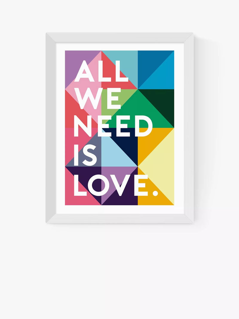 EAST END PRINTS Rafael Farias 'All We Need Is Love' Framed Print - White Frame 43.4 x 33.4cm