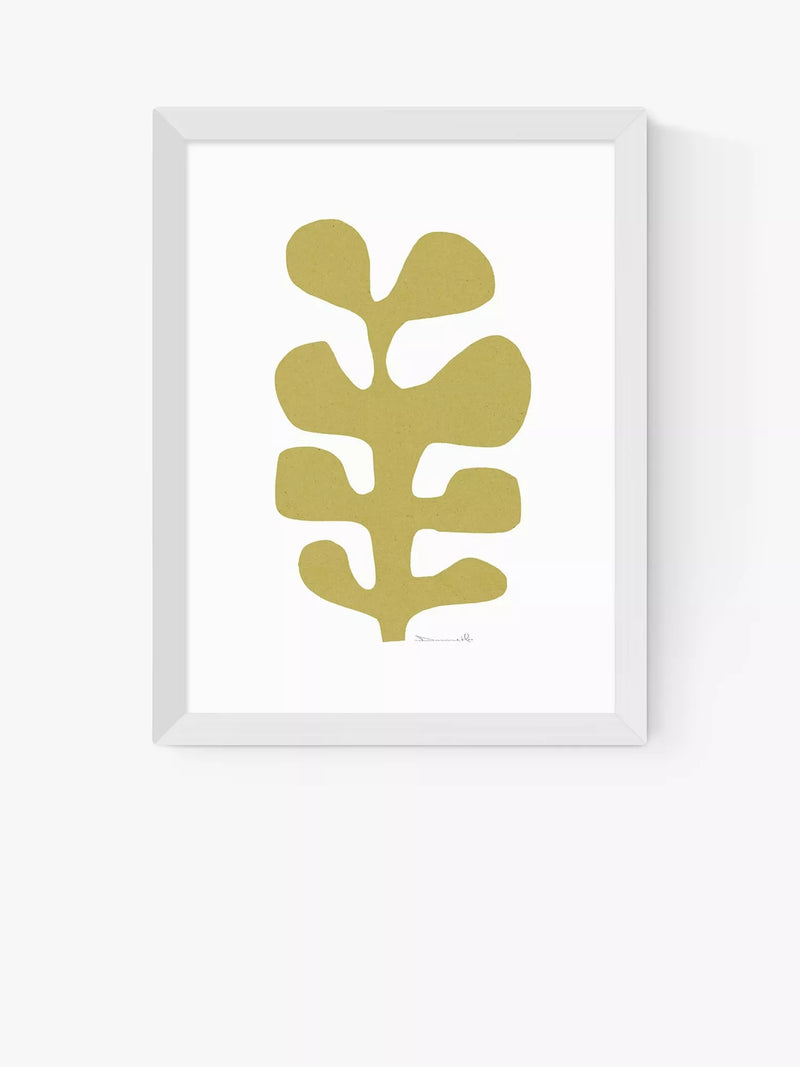 EAST END PRINTS framed seaweed mustard print 30x40cm, UK version