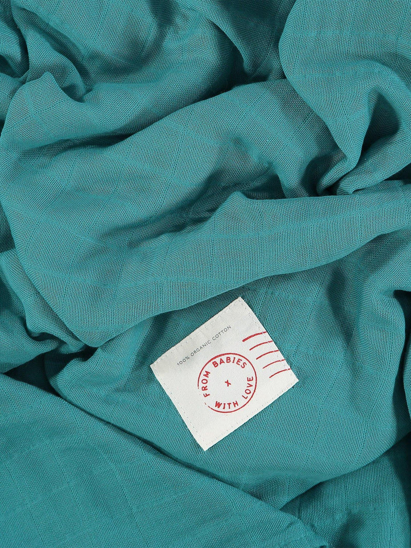 From Babies with Love baby shawl teal 120x120cm, imported from the UK
