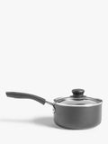 John Lewis aluminium non-stick saucepan with glass lid, grey - British product