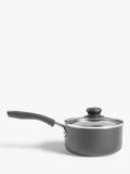 John Lewis aluminium non-stick saucepan with glass lid, grey - British product