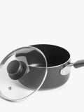 John Lewis aluminium non-stick saucepan with glass lid, grey - British product