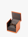 Simon Carter steering wheel cufflinks in brown, imported from the UK