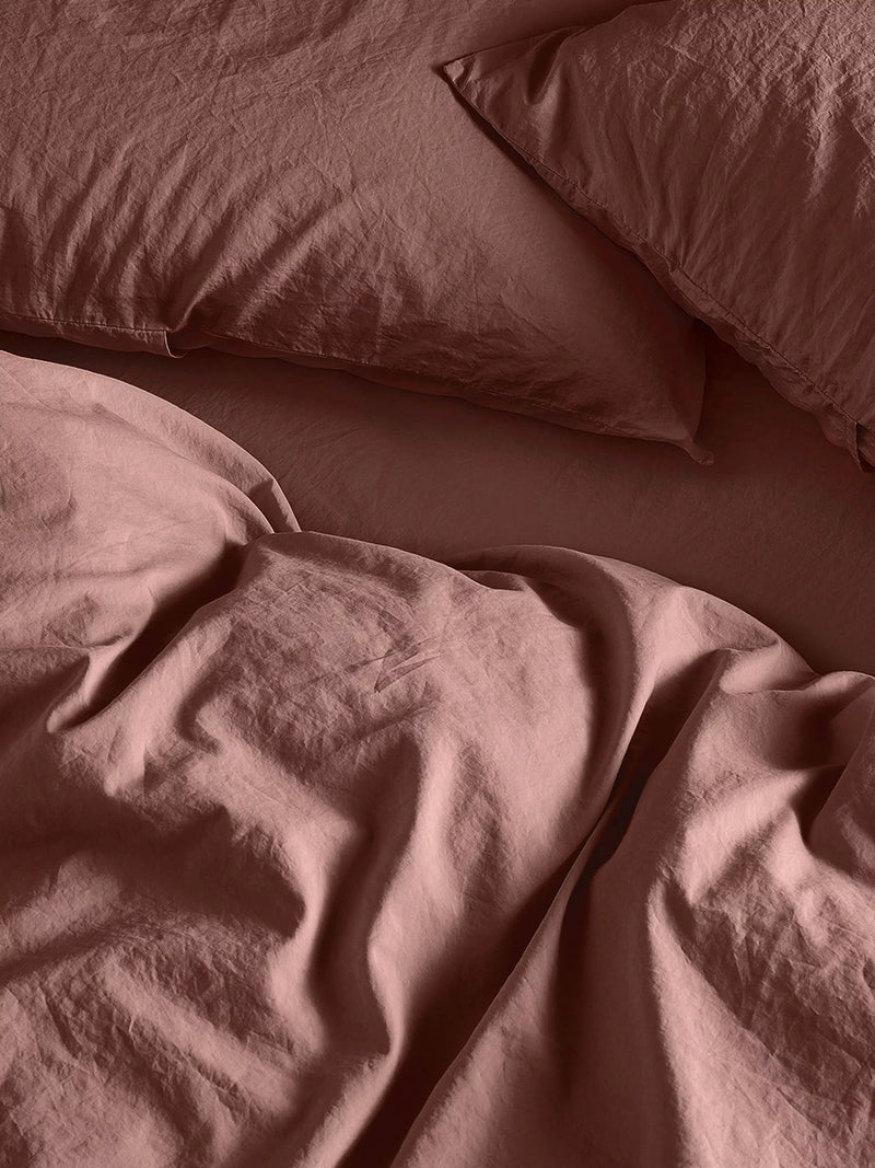 Bedfolk Relaxed Cotton Bedding, Rust, Standard Pillowcase Pair