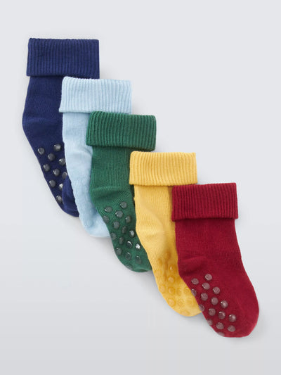 John Lewis John Lewis Baby Organic Cotton Rich Roll Top Socks Pack of 5- Buy online at McGrocer