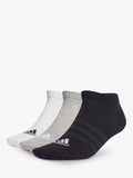adidas Thin and Light Low-Cut Socks, Pack of 3, Medium Grey Heather/Black/White, 4.5-5.5