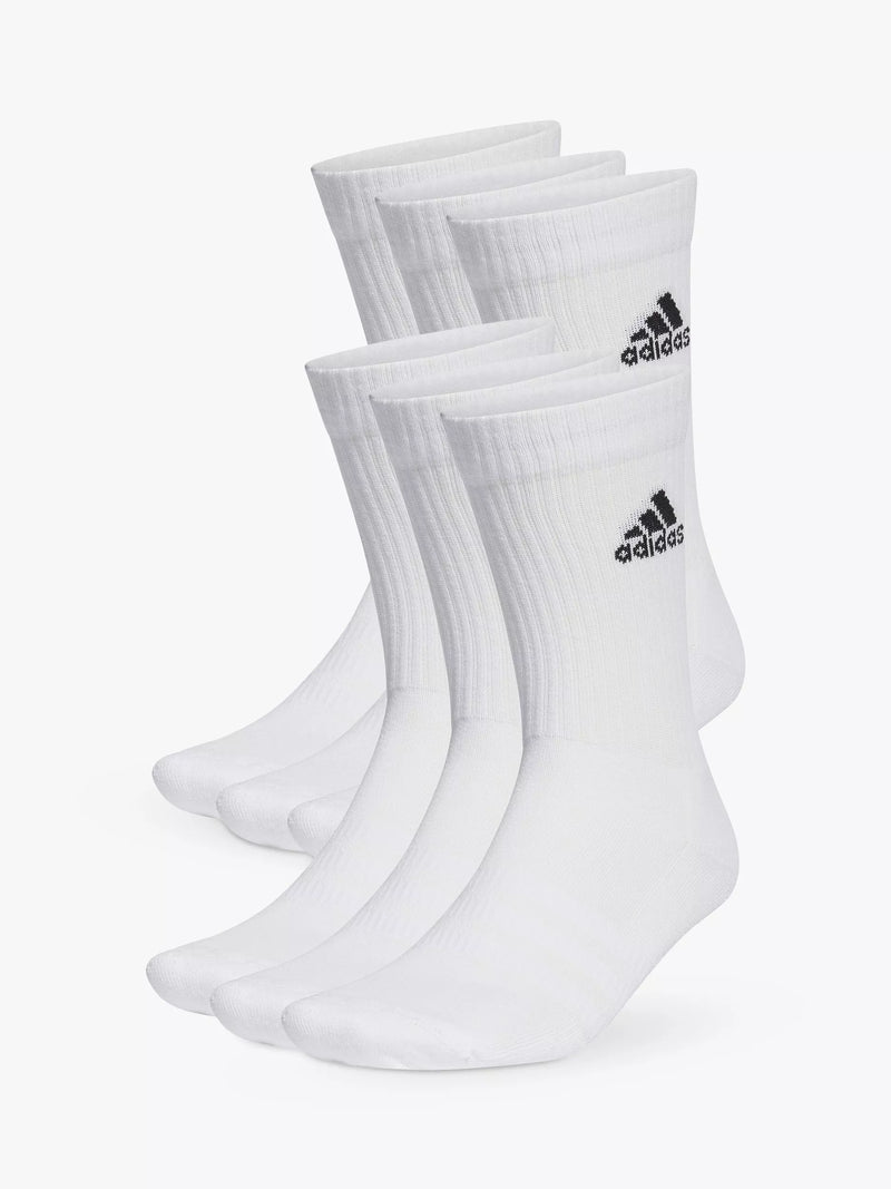 adidas cushioned crew socks 6 pack white black, UK version